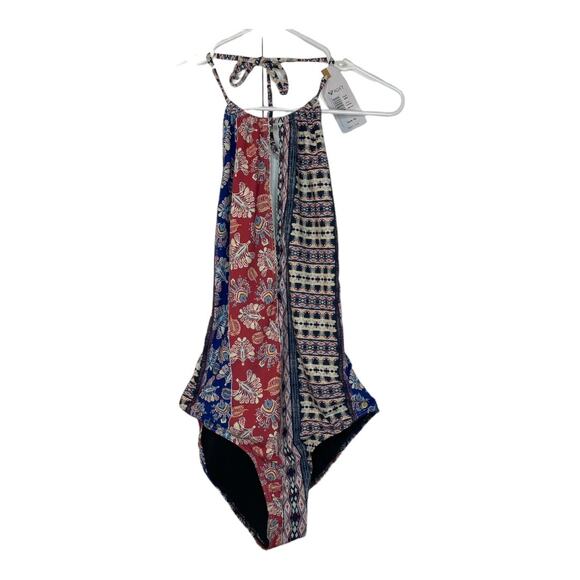 Roxy New Bohemian Vibes Halter Style Plunge One Piece Swimsuit Size Large - Picture 1 of 6